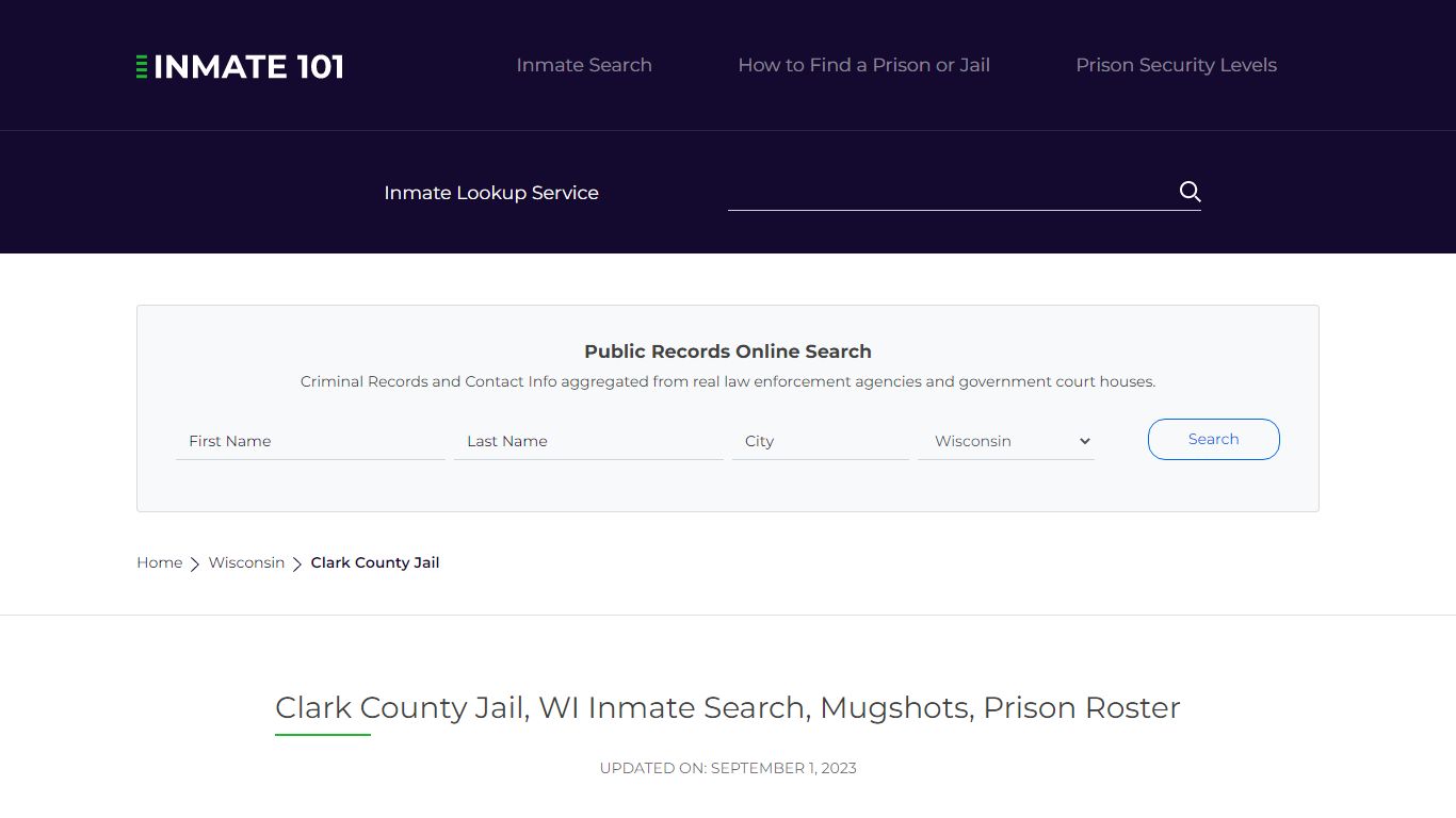 Clark County Jail, WI Inmate Search, Mugshots, Prison Roster